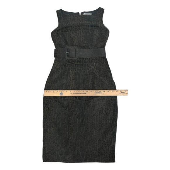 Cache Luxe Black Croc-Embossed Midi Dress Size 4 - Picture 8 of 11